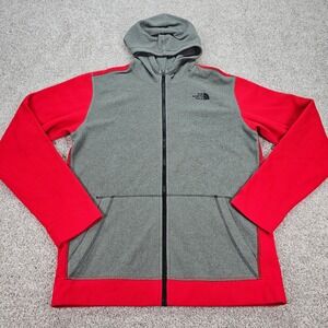 The North Face Kids Fleece Hoodie Jacket Red Gray Full Zip Size Boys XL TG